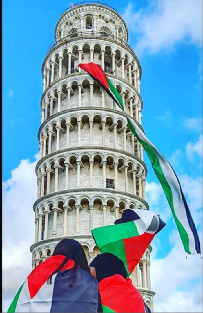 Palestinska zastava na kosom tornju u Pisi - slika 2